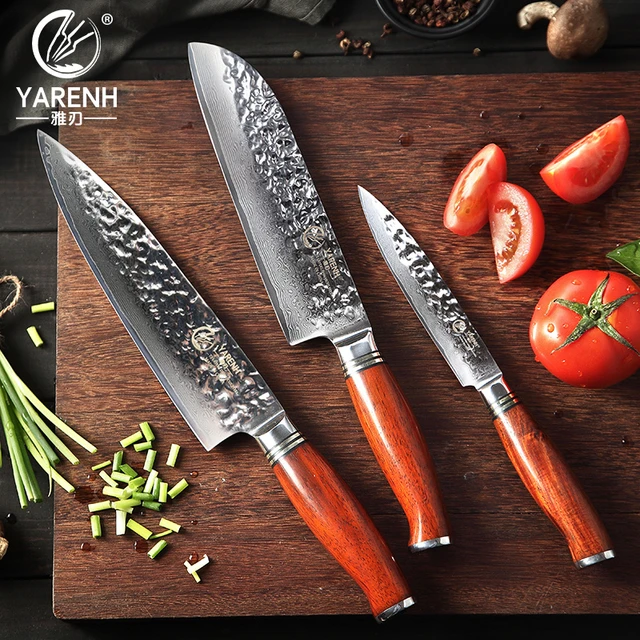 Set di coltelli da cucina YARENH 3 pezzi-Set di coltelli da cuoco  professionali-73 strati acciaio damasco giapponese-coltello per verdure a  base di carne di frutta - AliExpress