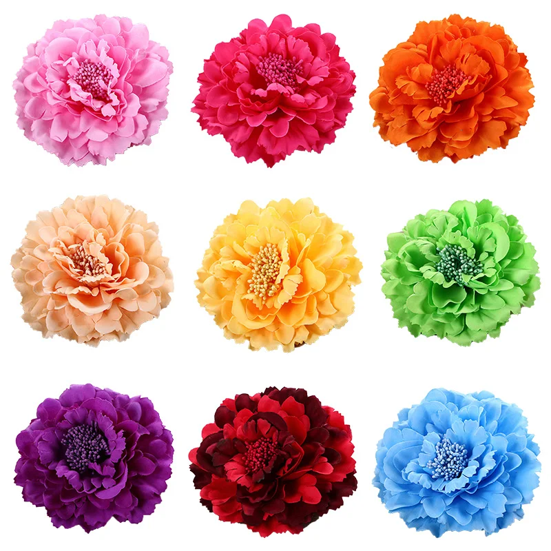 Fermaglio per capelli in raso con nastro in raso, fiore di peonia, damigella d'onore, fermaglio per capelli da sposa, accessorio per capelli per