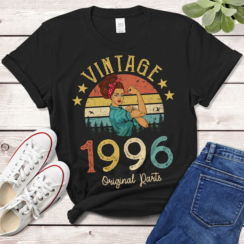 

Vintage 1996 Original Parts T-Shirt 27 Years Old 27th Birthday Gift Idea Women Girls Mom Wife Daughter Funny Retro Tee Shirt