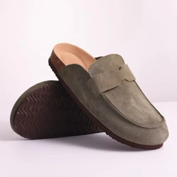 Crestar Cork Suede Arch Support Antislip Outdoor Clogs and Slippers - 37(fit 22.5cm) (Army Green 14)