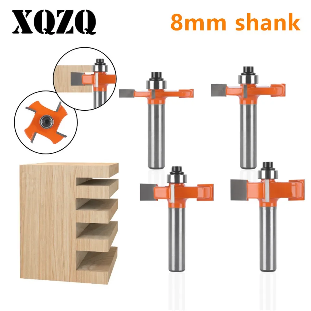 

8mm Shank Z4 "T" Type Slotting Bit Router Bit Four Carbide Cutter Woodworking Milling Cutters for Wood Bit Face Mill Tools