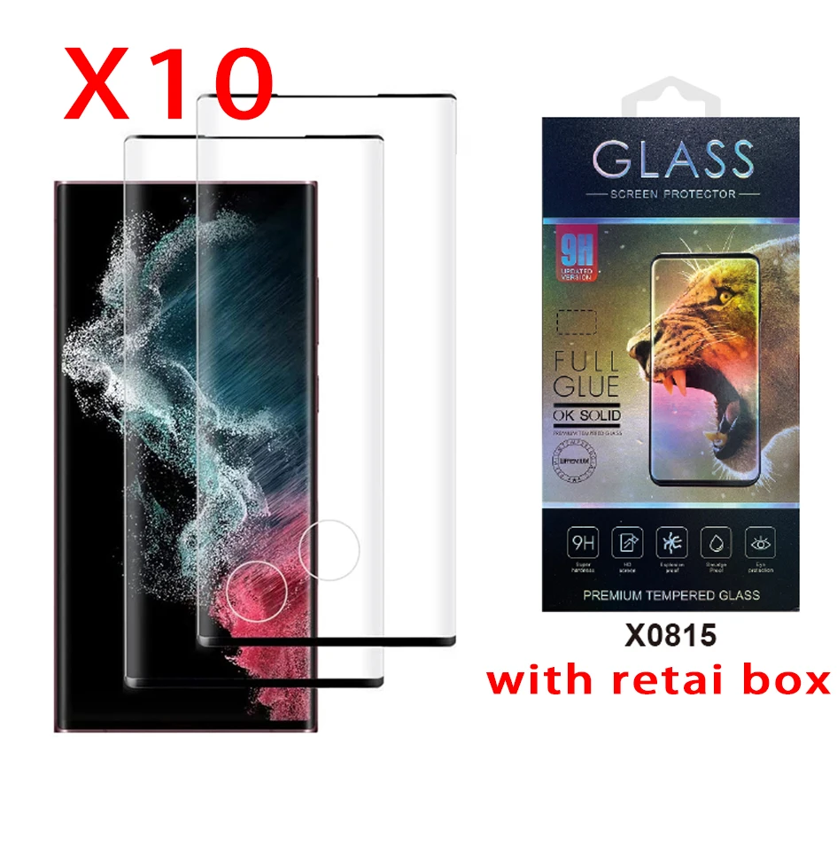 high quality with luxury retail box phone screen protector for samsung s24 plus s23 ultra full transparent tempered glass 10pcs