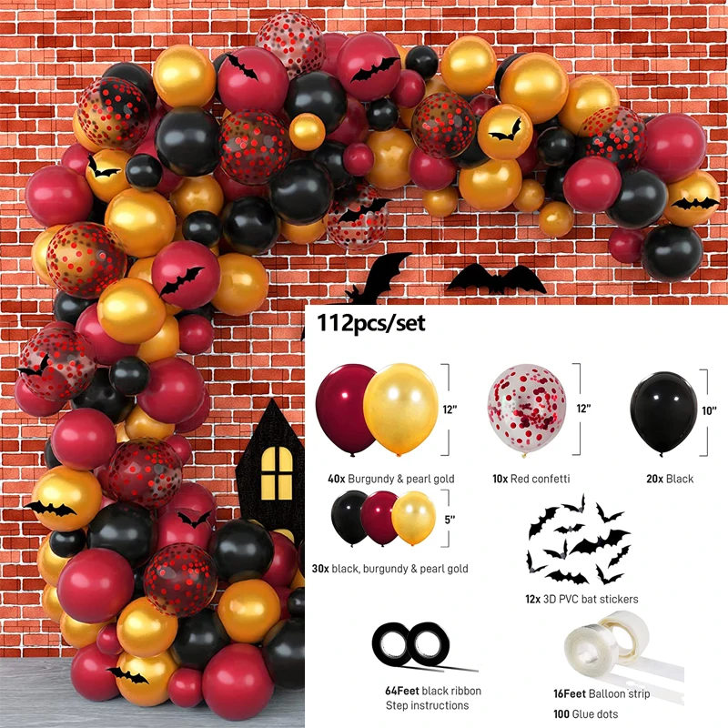 Halloween Balloon Garland Arch Kit Burgundy Black Gold Balloons For Harry  Potter Birthday Party Halloween Decorations Supplies - AliExpress