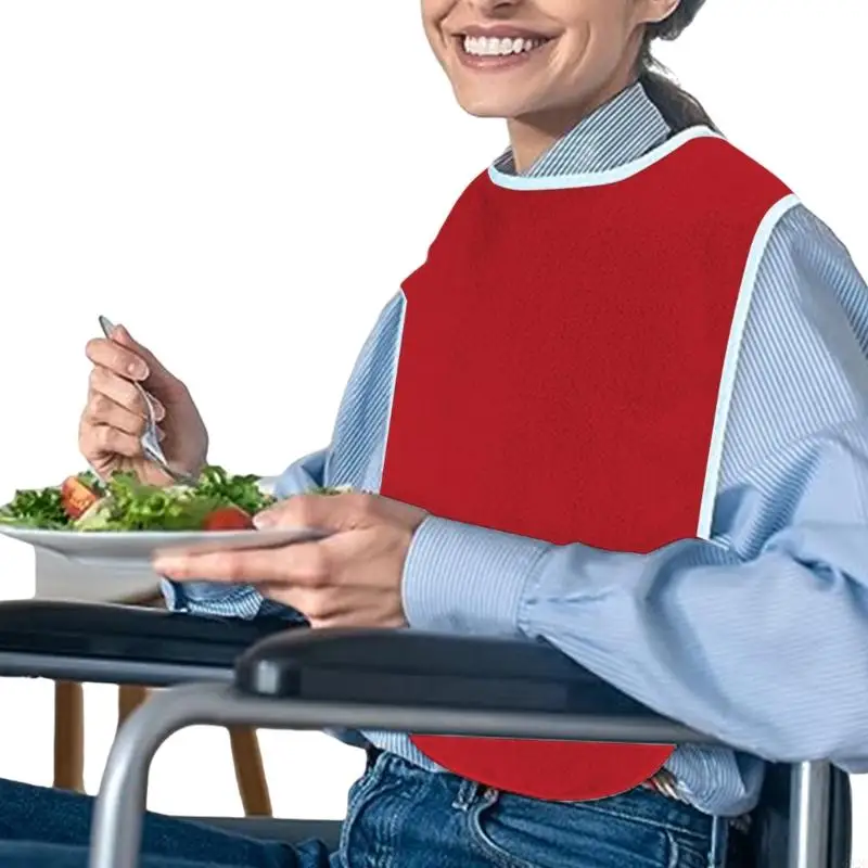 652C 1Pc Reusable Adult Bibs for Eating Waterproof Washable Dining Clothing Protector