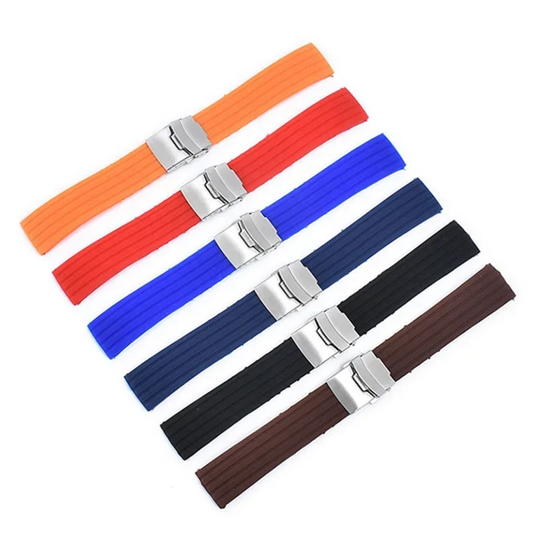 Premium Rubber Silicone Sport Strap - Quick Release Adjustable Watchband Bracelet