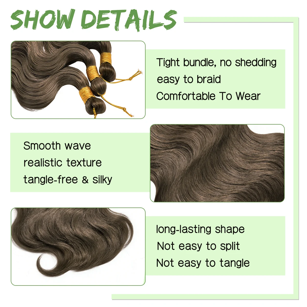 24inch Synthetic Braiding Hair Bulk Ginger Loose Wave Boho Crochet Braids Hair Extensions Body Wave Hair Bundles for Black Women 3