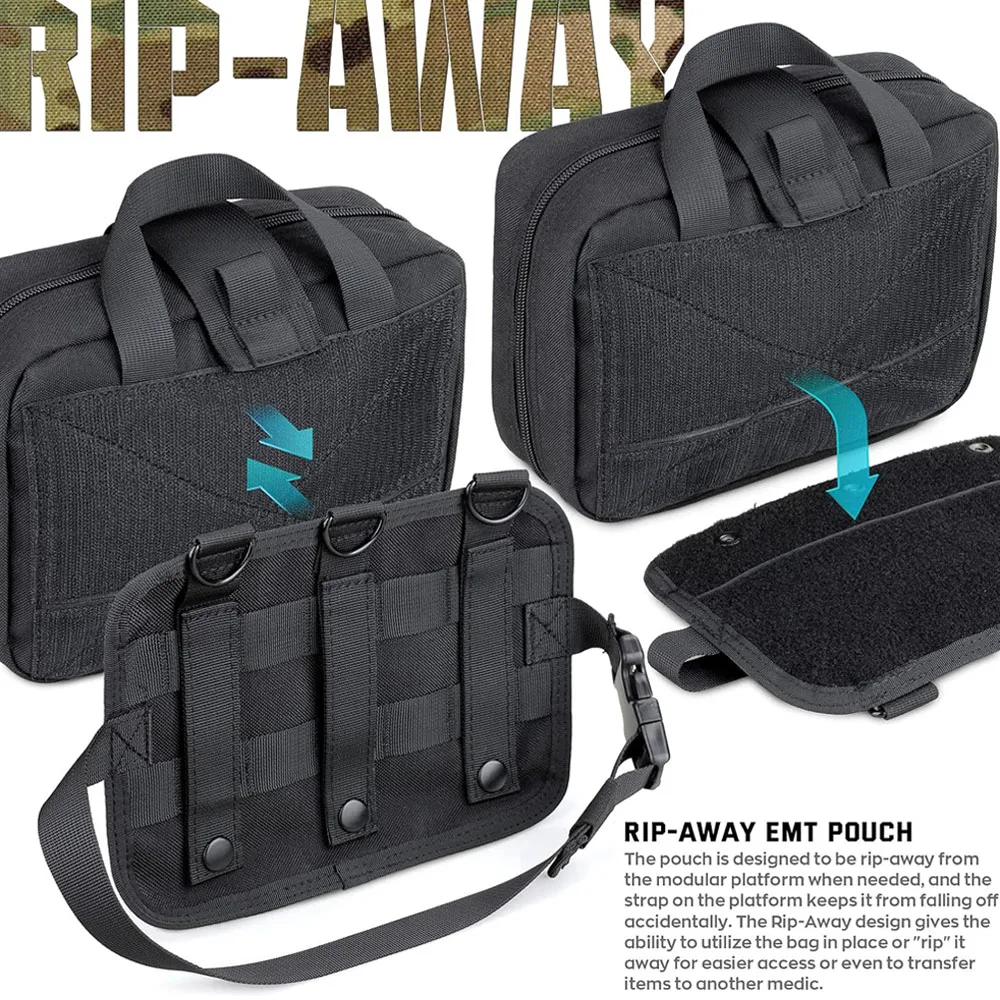 Outdoor Molle Medical Bag EDC Pouch Organizer First Aid Kit Large Capacity IFAK EMT Waist Pack for Hunting Camping Travel 2