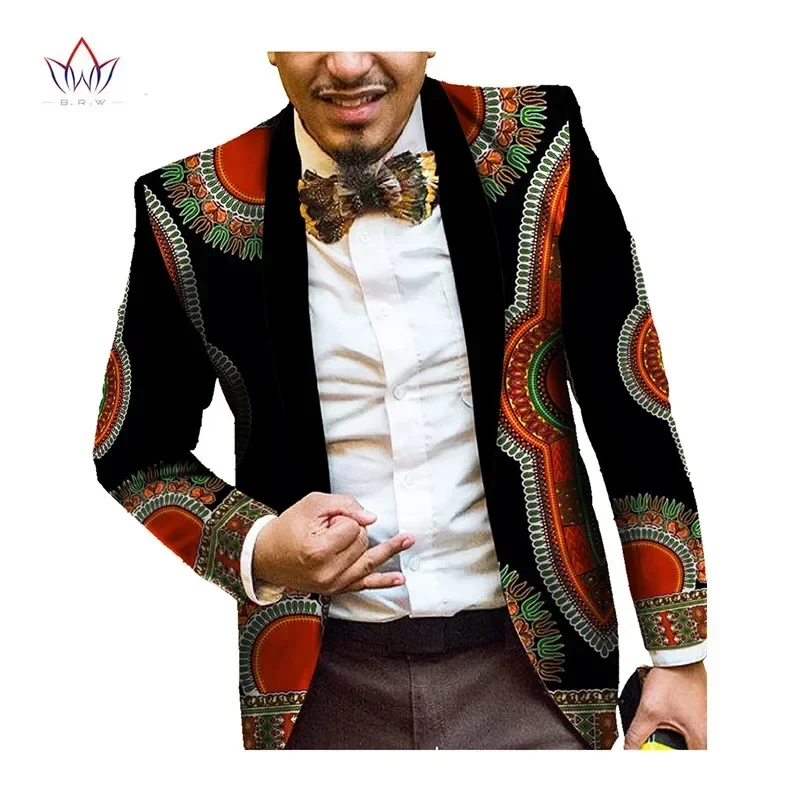 Men African Clothes Print Blazer Jackets Long Sleeve Trendy Slim Fit 6XL WYN184