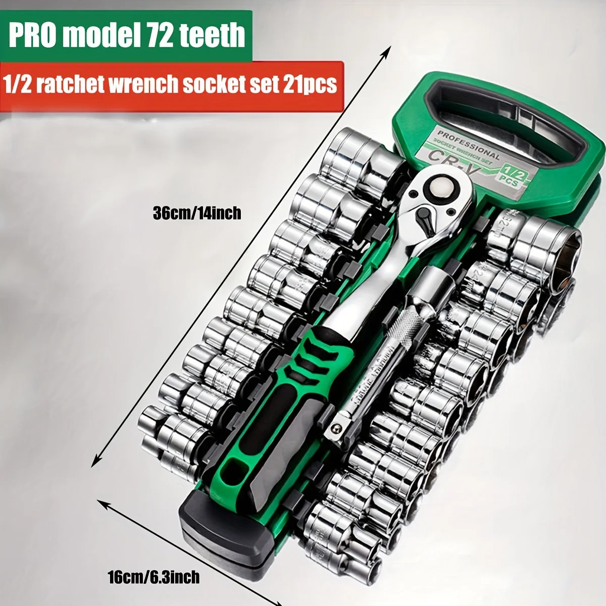 Drive Socket Set 1/4"-3/8"-1/2",CR-V Metric and Imperial Sockets with Quick-Release Ratchet Wrench,pro model 72 teeth,  Sockets 4