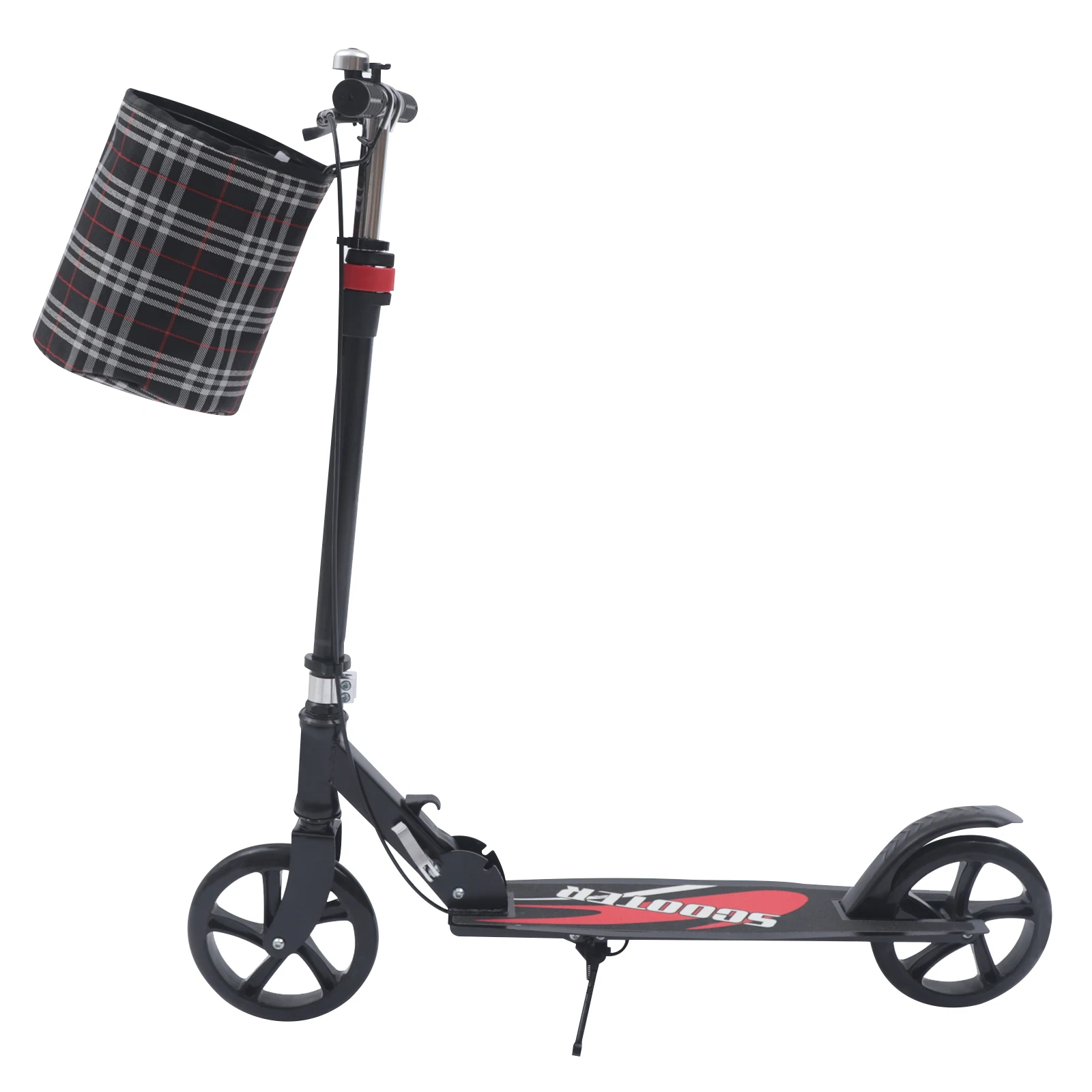 Robuster Roller aus Kohlenstoffstahl für Erwachsene und Jugendliche, faltbarer Roller W | 2 Räder, Handbremse höhenverstellbar, 150 kg Belastung – Detail 3