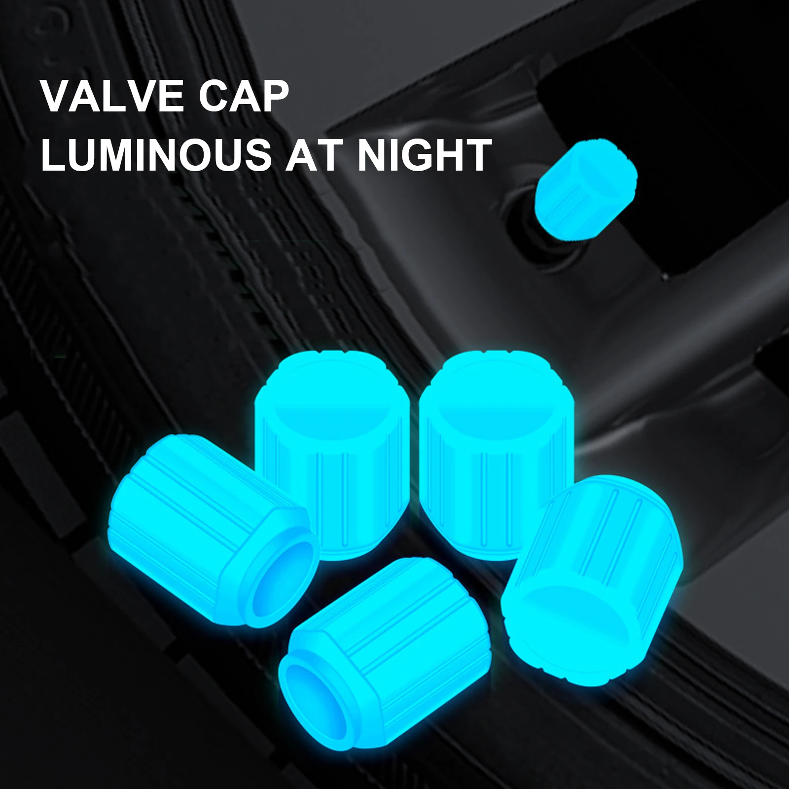 4/8/16/20/40 Pcs Luminous Valve Caps Fluorescent Blue Green Car Tire