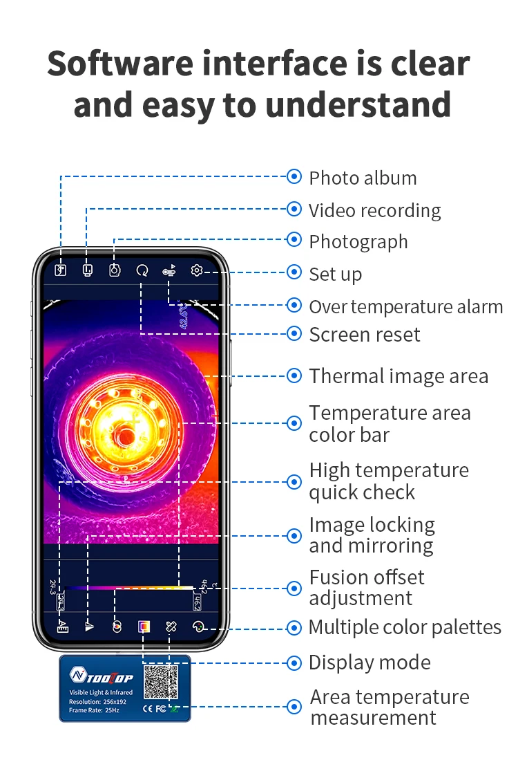 TOOLTOP T7PRO Android Smartphone Wärmebildkamera 256 x 192 Visibel und Infrarot-Fusion-Wärmebildkamera 25 Hz elektrische Test-Wärmekamera – Detail 3