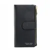 Women Long Wallet PU Leather Purse Female Three Folding Cell Phone Clutch Bag High Capacity Coin Purse Solid Color Card Holder 6