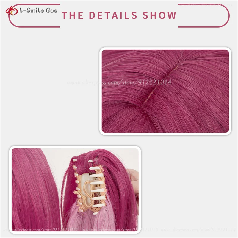 Lupa Cosplay Perücke Rosa Pink Ombre Lang Hitzebeständig Synthetik für Frauen Anime Kostüm Halloween 8