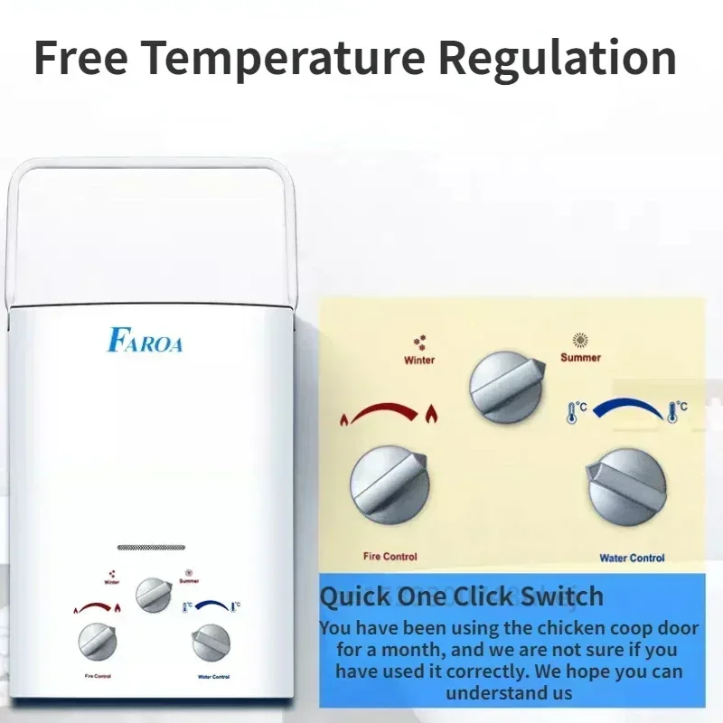 LPG Water Heater LPG Propane Gas Tankless Water Heater 6L Outdoor Camping Instant Bath With Shower Head