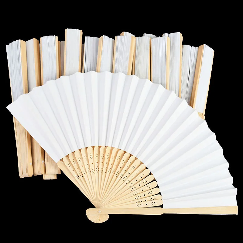 

10/20pcs Handheld White Folding Fans Bamboo Portable Foldable Hand Fan Wedding Party Favors Hand Fan Guest Gift Home Decorations