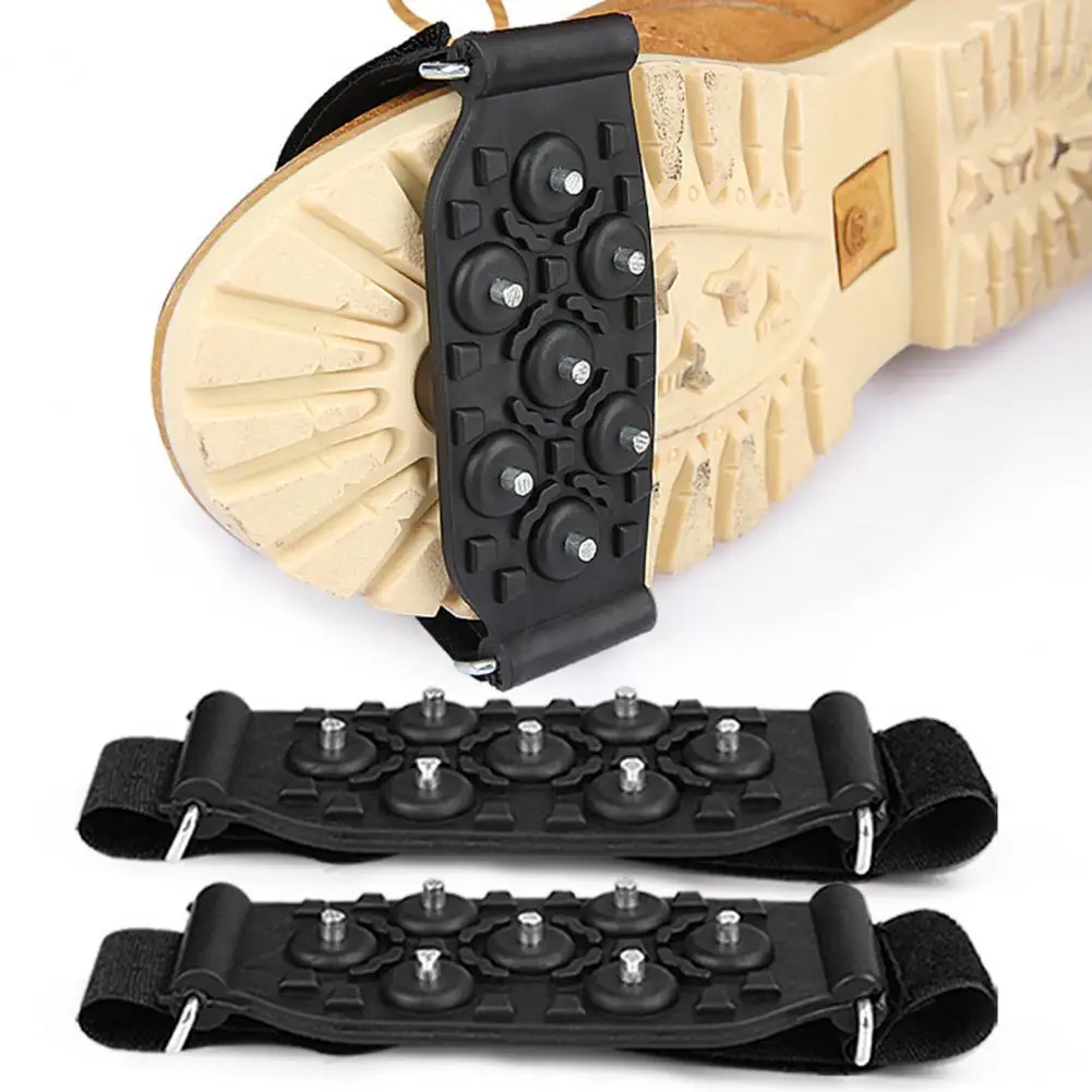 Shoes Ice Cleats 7 Spikes Adjustable Fastener Tape Anti-slip Outdoor Climbing Boots Ice Snow Grips ice gripper spike climbing crampons
