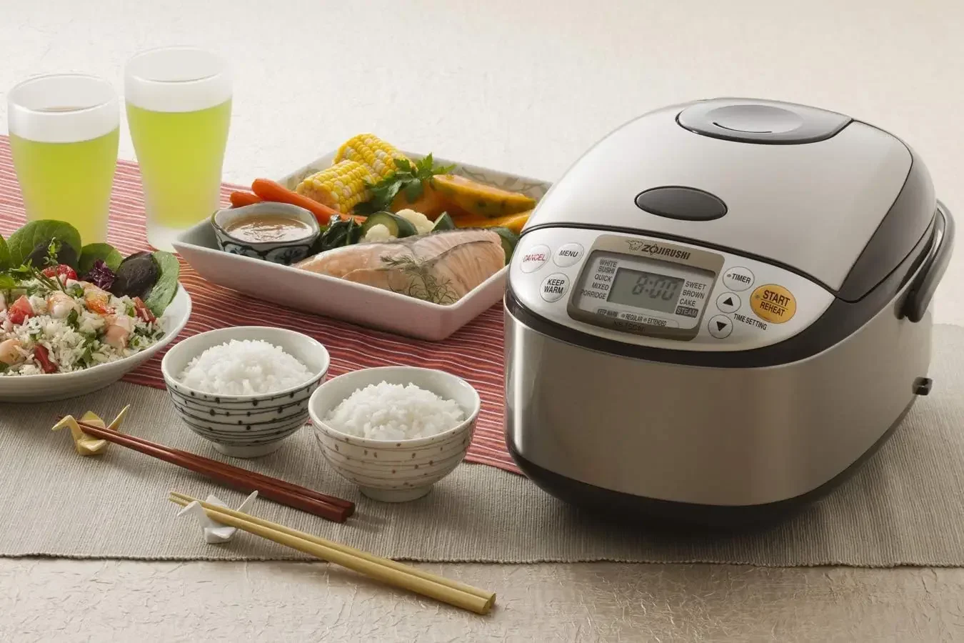 QWZojirushi NS-TSC10 5-1/2-Cup (Uncooked) Micom Rice Cooker and Warmer,1.0-Liter,Stainless Brown