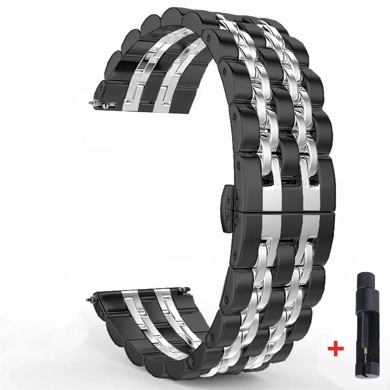 Universal 22mm Stainless Steel Metal Watch Strap - Premium Quality
