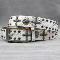 Y2K Punk Men Belt  Leather Belt Male Cowboy Rock Rivet Black Strap Ceinture Homme Riem Jeans Studded Western Belt