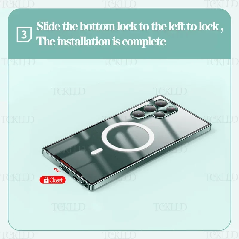 New Streamer Frosted Metal Frame For Samsung Galaxy S22 Ultra Aluminum Alloy Frame Translucent Frosted Magnetic Core Back Coque
