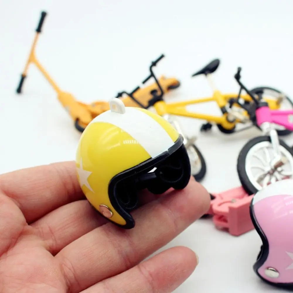 Creative Dollhouse Simulated Bicycle Scooter Helmet Set Micro Delicate Bicycle Micro Model Doll House Decorative Accessories