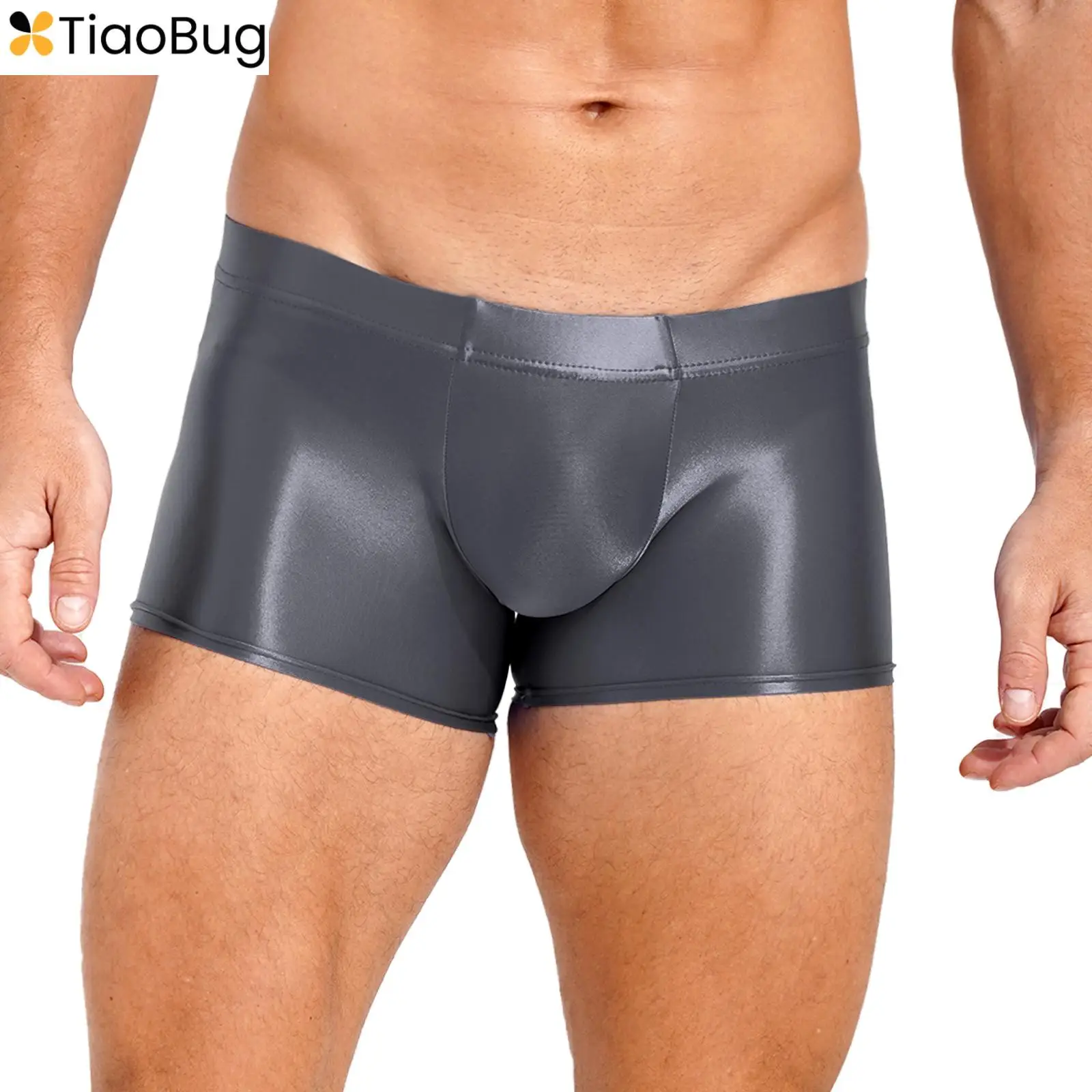 

Mens Oil Glossy Shiny Boxer Shorts Briefs Underwear Bottoms Pants Low Rise Underpants Pool Party Beach Sport Shorts Beachwear