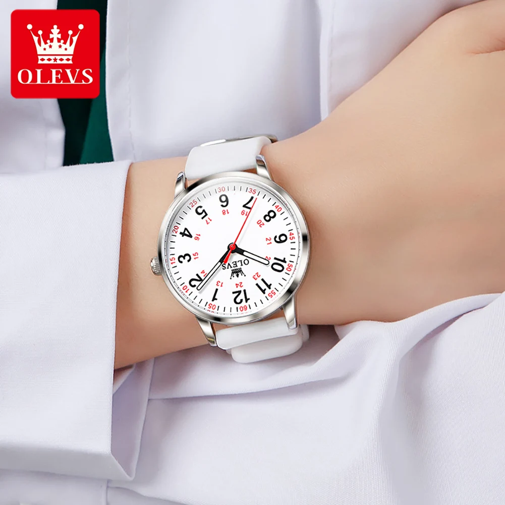 OLEVS-relojes deportivos de marca para mujer, pulsera de cuarzo con correa de silicona, a la moda