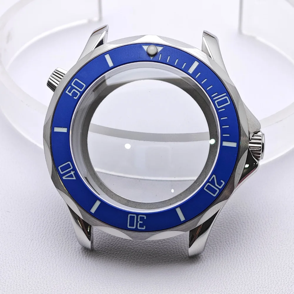 High-Quality Silver Diving Watch Case for Men with Automatic Movement