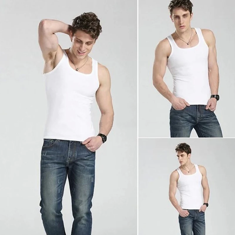 Summer Men Tanks Sleeveless Tops Men Muscle Vest Slim Fit Undershirts Fitness Clothing Solid Singlet Bodybuilding Stringer Vest