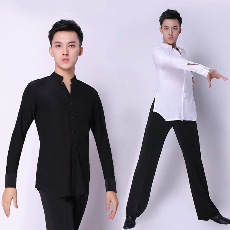 

Adult Man Boys Latin Dance Shirt Tops Standard Ballroom Dancing Practice Clothes Salsa Waltz Tango Samba Dance Shirt Costumes