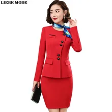 

Womens Formal Skirt Suits for Women Office Ladies Red Business Casual Suits Blazer Jacket with Skirt Two 2 Piece Set Outfits