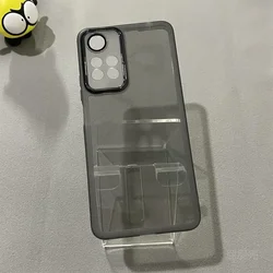 Premium Soft Silicone Camera Protection Phone Case with Acrylic Lens Cover for Note 11T Pro 5G (Transparent Black)