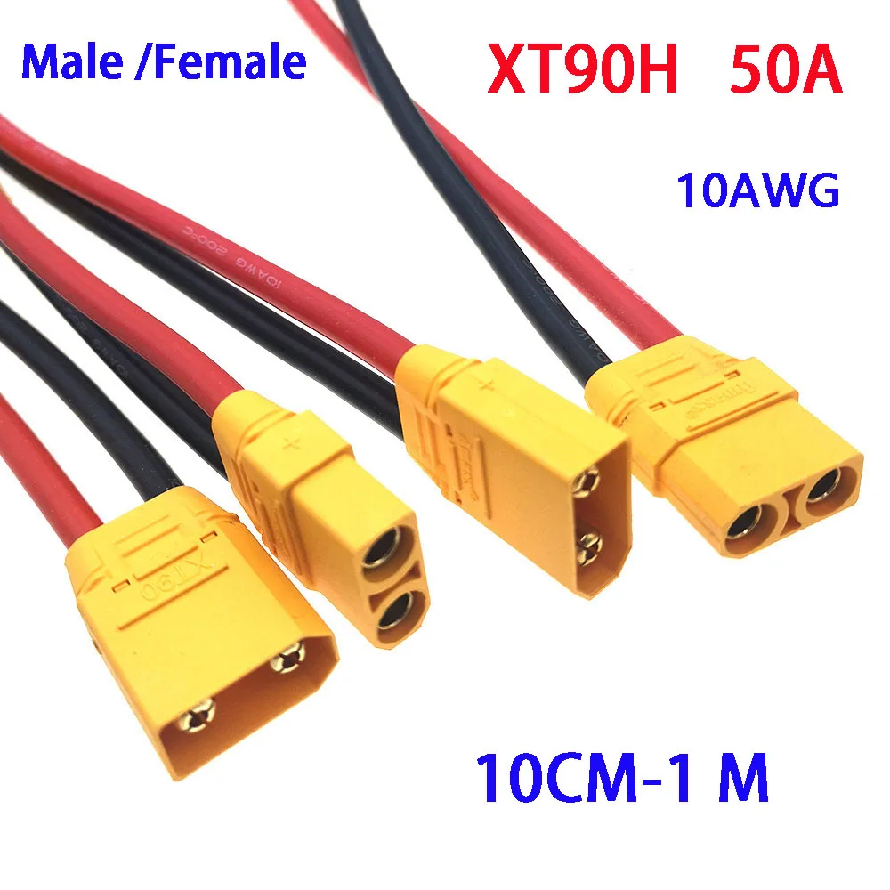 6 個 XT90 H-F/M 10AWG オスメスコネクタプラグシリコンワイヤー RC