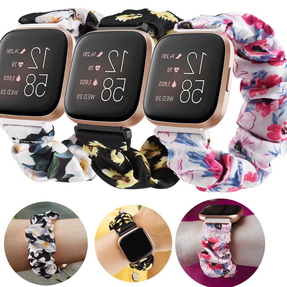 Scrunchies Elastische Band Voor Fitbit Versa 2 Armband Geweven Strap