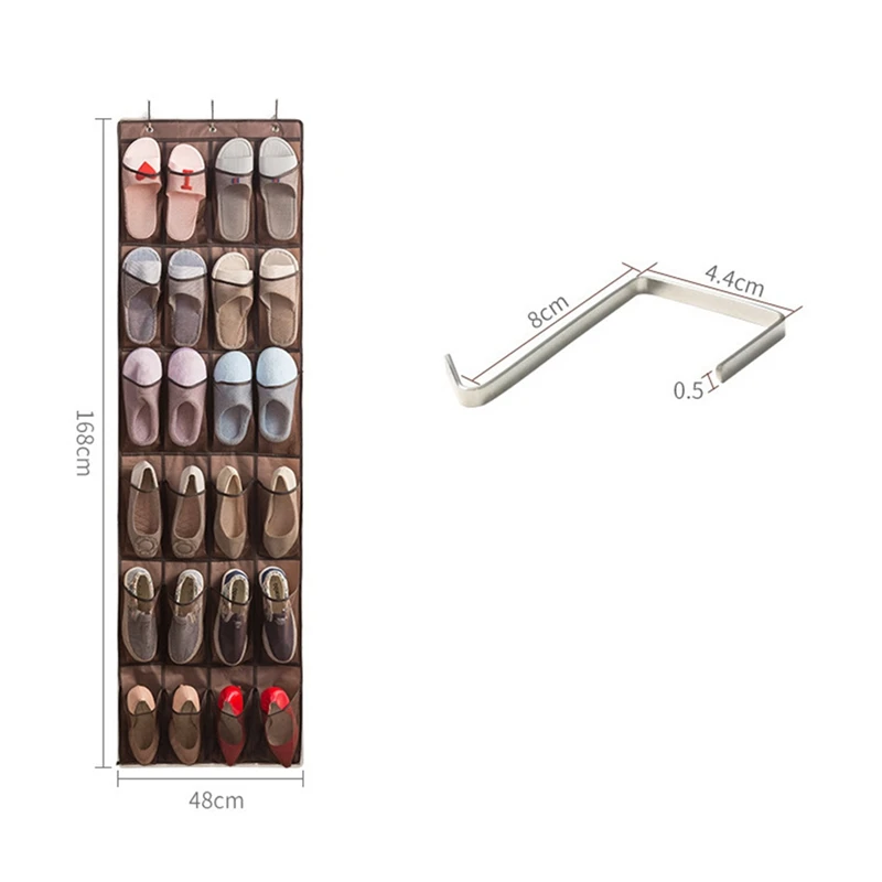 1 Piece 24 Mesh Door Back Non-Woven Shoe Storage Hanging Bag Slipper Storage Bag Door Organizer White