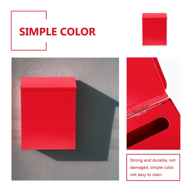 Falra Szerelhető Reteszelés Függőleges Postafiók Vintage Nagy Kapacitású Fém Post Levél Doboz A Ház Fali Dekorációja Piros - Image 5