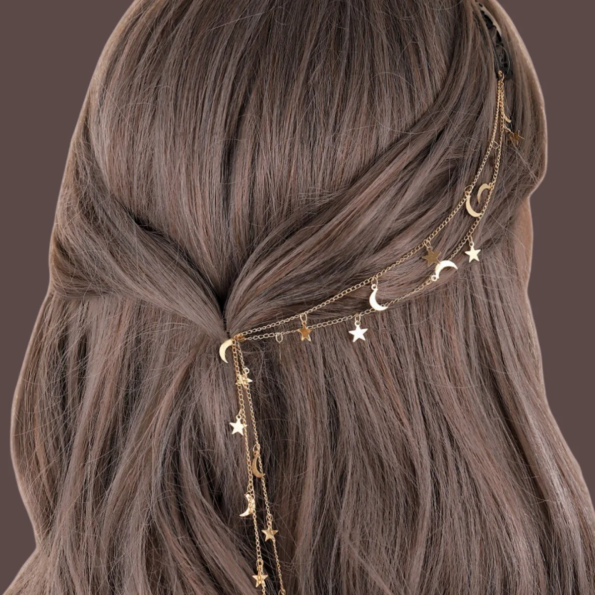 

Braided Hair Accessories Moon Star Gold Silver DIY Hair Ornaments For Braids Charms Chain Hairpins Women Tie Hair Headwear