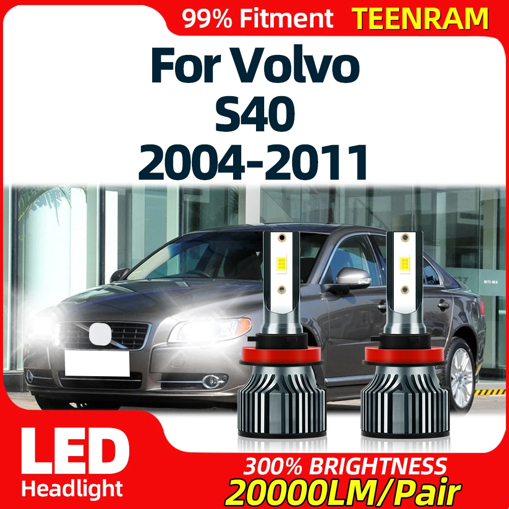 Canbus LED Headlight Bulbs 20000LM Low Beam Car Lights 6000K White 12V For Volvo S40 2004 2005 2006 2007 2008 2009 2010 2011