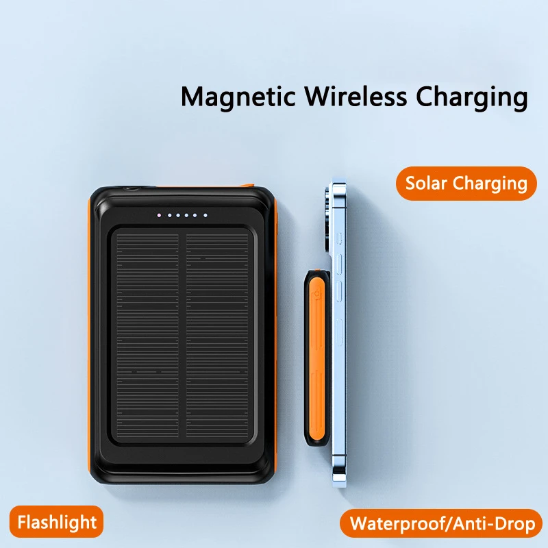 Caricabatterie Wireless Qi Magnetico Da 5000Mah Banca Di Energia Solare Per Iphone 14 Caricabatterie Solare Portatile Xiaomi Caricatore Esterno Telefo