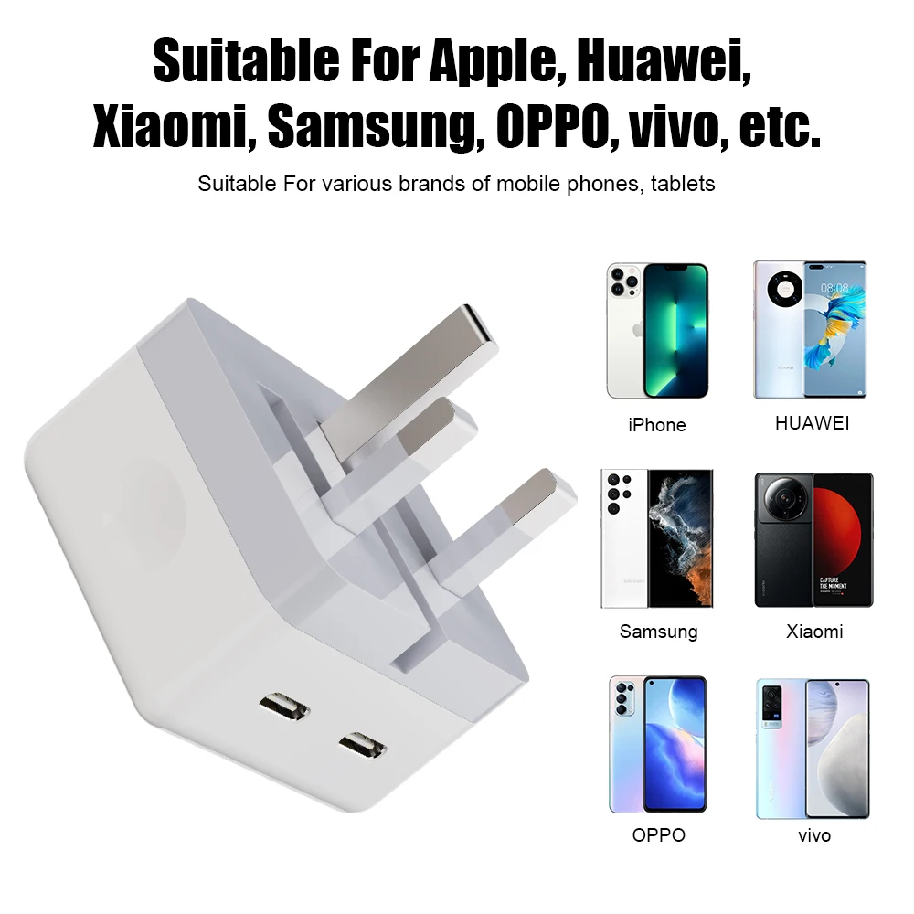35W Dual USB-C Port Fast Charger with Foldable Plug