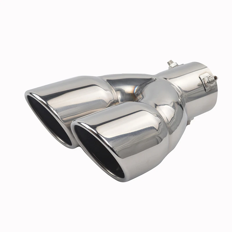 

Dual Outlet Car Exhaust Tip Stainless Steel Slant Rolled Edge Auto Muffler Silencer Universal Car Exterior Supplies