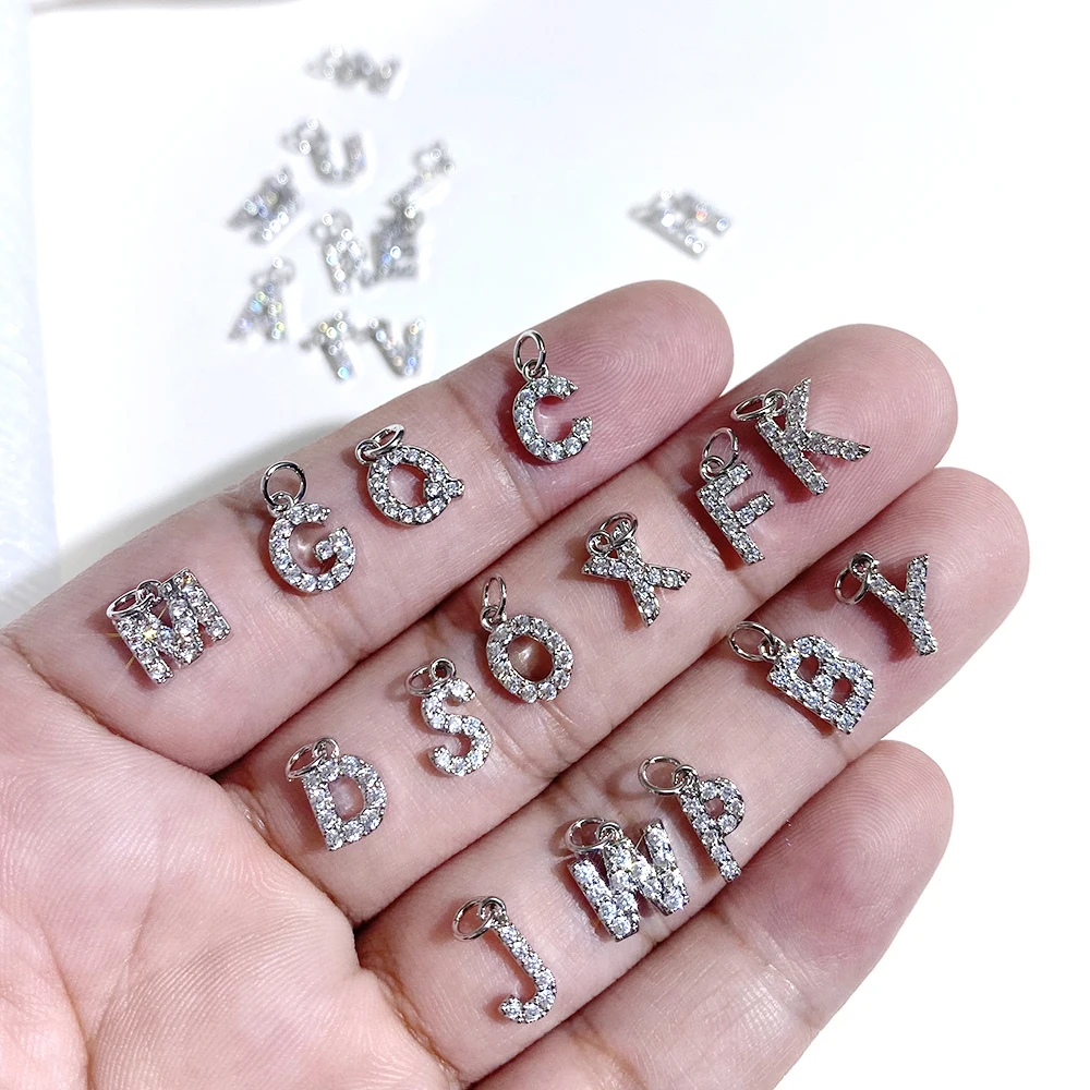Silver Initial Letter Pendant Charms