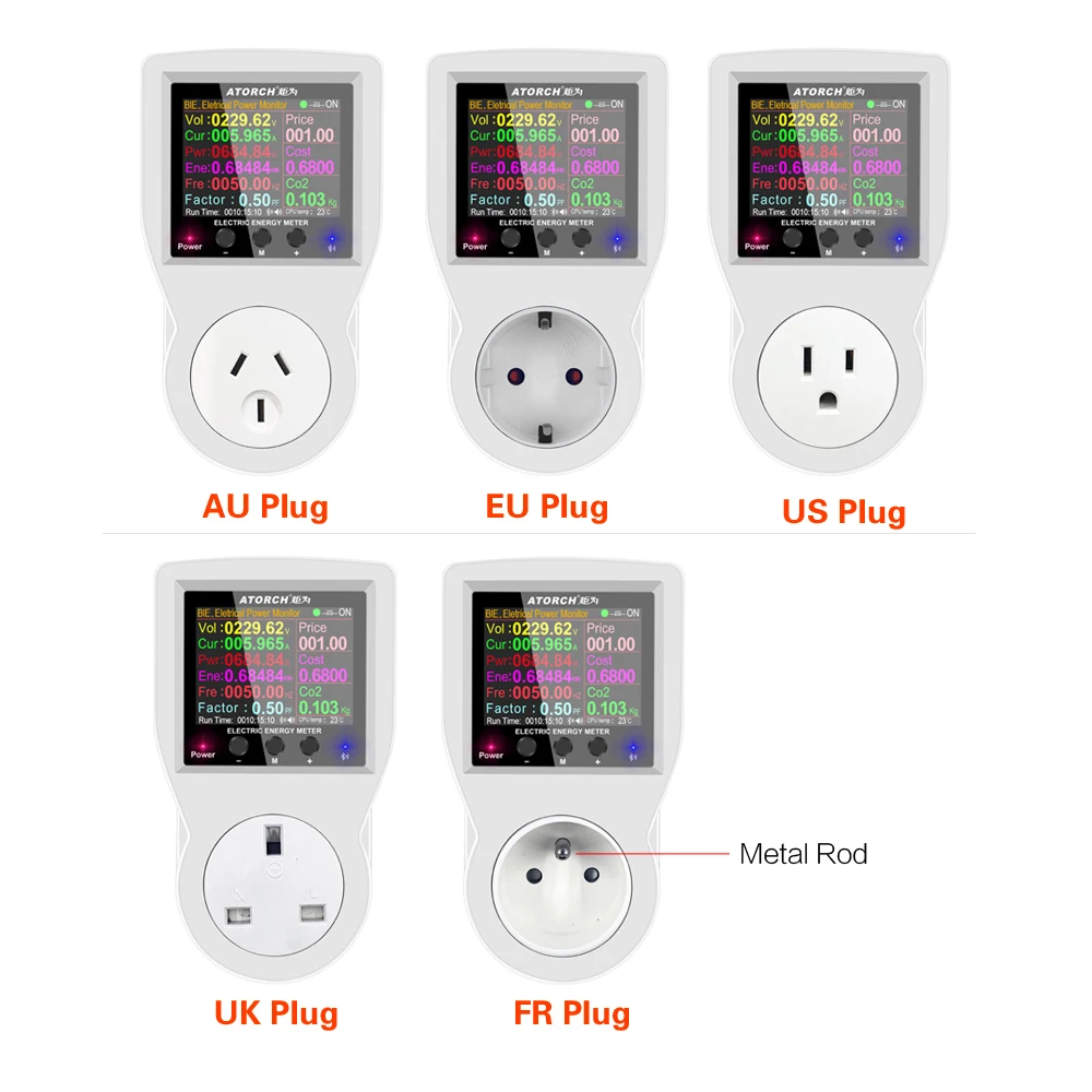 Bluetooth Digital Wattmeter 220V AC Power Energy Meter EU/US Plug Electricity Consumption Wattage