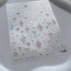 1pcs 5D Shell Light Nail Stickers Shoiny Gold Border Love Heart Bowknot Moon Star Nai Art Decal Manicure Decorations 6