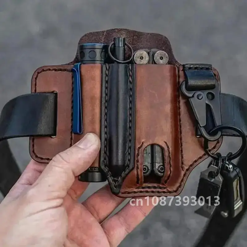 Leather Sheath For Leatherman Multitool Sheath EDC Pocket Organizer Hunt Tactical Knife Pouch Flashlight Camping Outdoor Tool