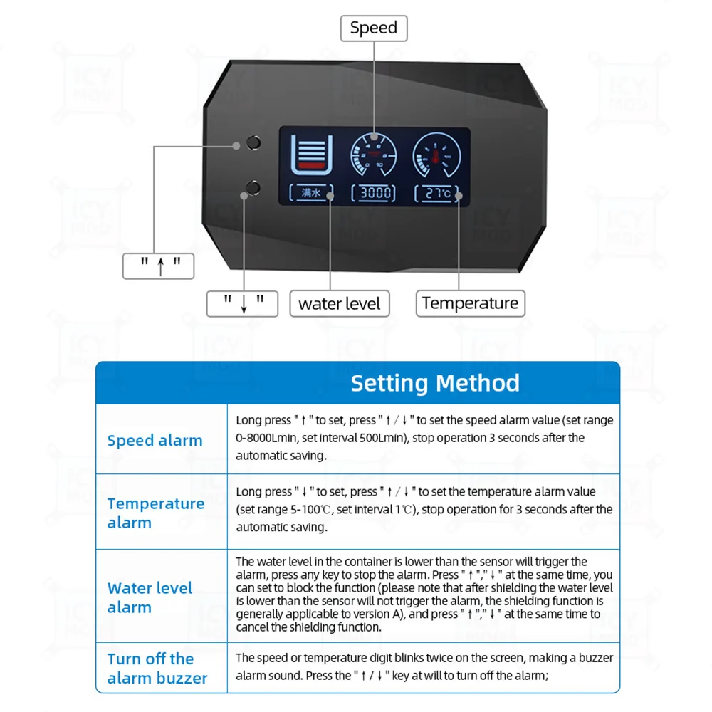 Zemod-water Cooler System Monitor Lcd Alarme de Nível de Água Temperatura Detector Elétrico para Mod Lsj-znbj-v2 - Imagem 6