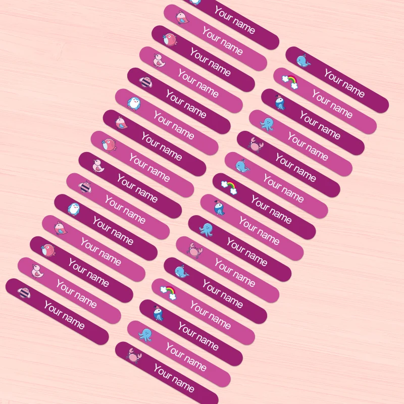  ملصقات اسم شخصية صديقة للبيئة مقاومة للماء بتصميمات حيوانات مخصصة - حقائب مدرسية للأطفال وملصقات قرطاسية