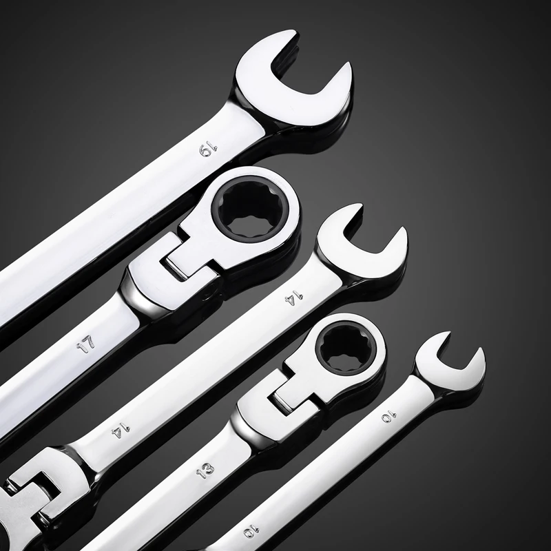 Flex Head Ratcheting Wrench Set,Combination Ended Spanner kits, Chrome Vanadium Steel Hand Tools Socket Key Ratchet Wrench set auto dent pullers