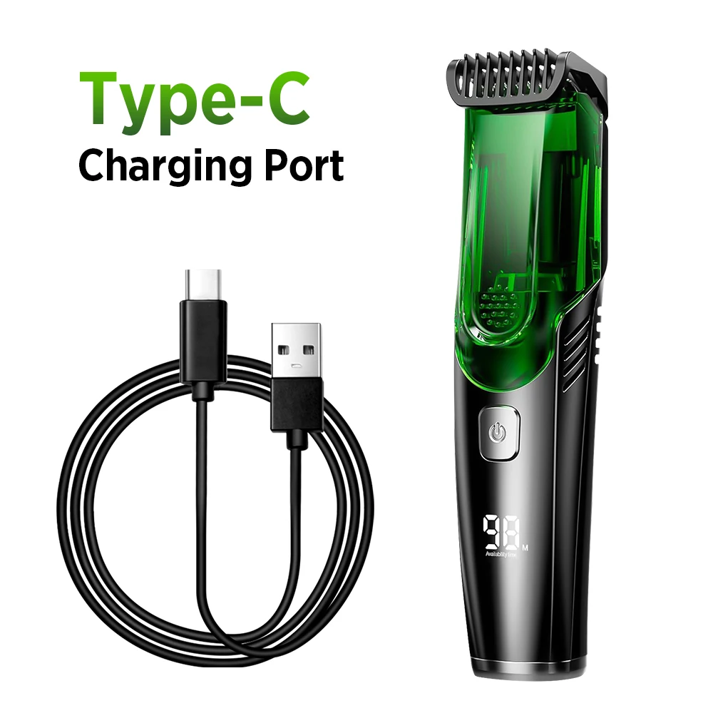 Portable 2 in 1 Vacuum Beard Trimmer for Men, 1-20mm Adjustable Length, Electric Vacuum Trimmer for Beard, Mustache, Stubble